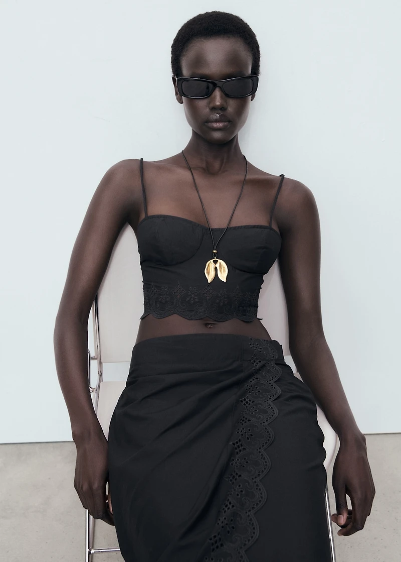 Embroidered crop top