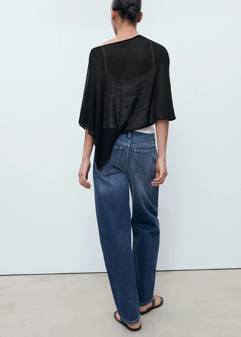 Asymmetrical knitted cape