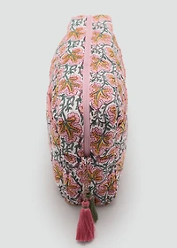 Flower-printed cotton toiletry bag