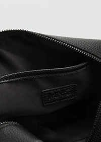 Contrast-strap pebbled cosmetic bag