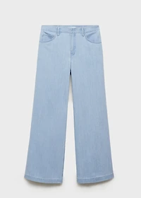 Mid-rise wide leg denim pants
