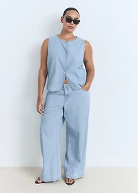 Mid-rise wide leg denim pants