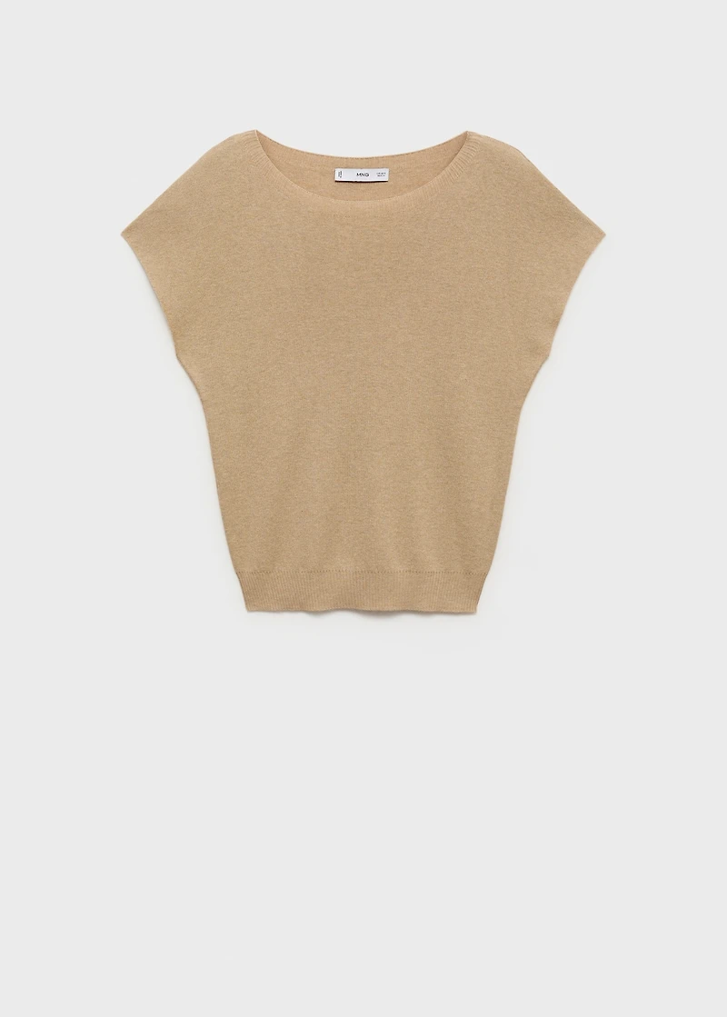 Short-sleeved fine-knit sweater