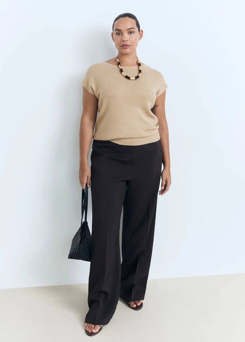 Short-sleeved fine-knit sweater