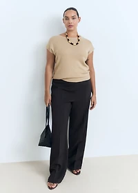 Short-sleeved fine-knit sweater