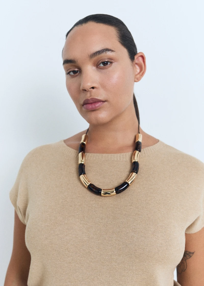 Short-sleeved fine-knit sweater