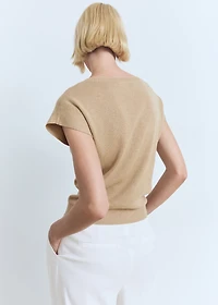 Short-sleeved fine-knit sweater
