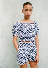 Printed linen shorts