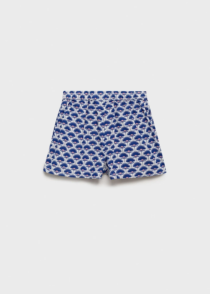Printed linen shorts