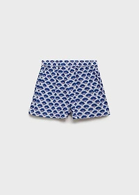Printed linen shorts