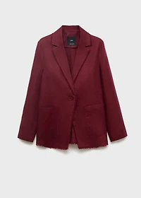 Linen suit blazer with frayed ends