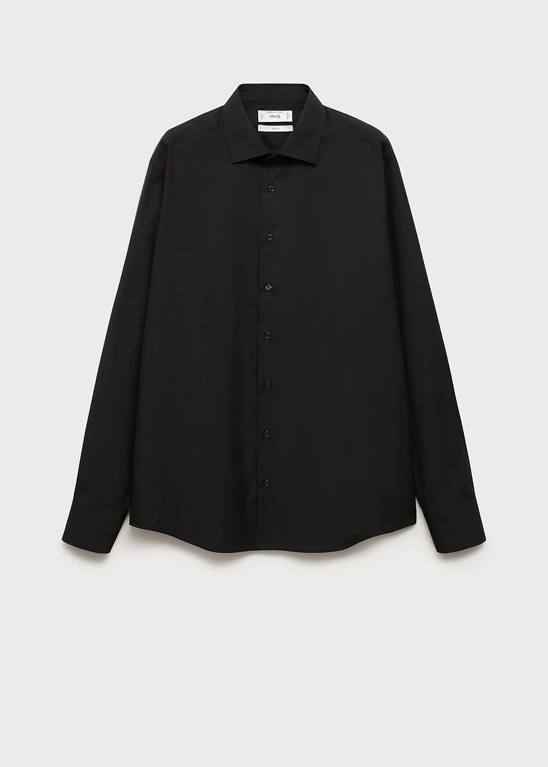 Slim-fit cotton poplin suit shirt