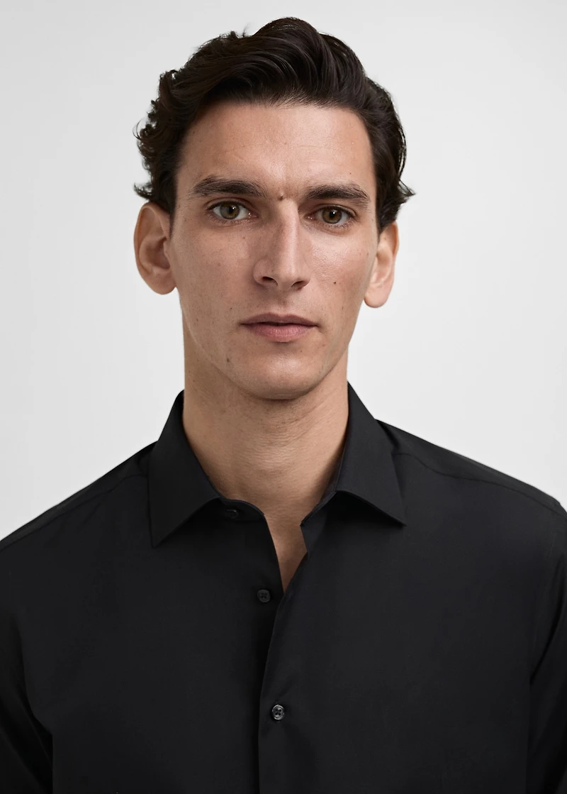 Slim-fit cotton poplin suit shirt