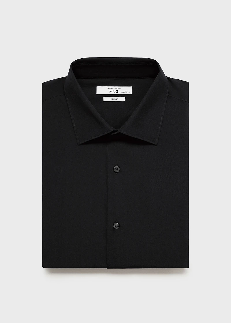 Slim-fit cotton poplin suit shirt