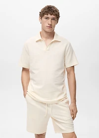 Seersucker cotton polo shirt