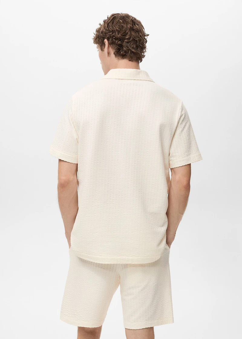 Seersucker cotton polo shirt