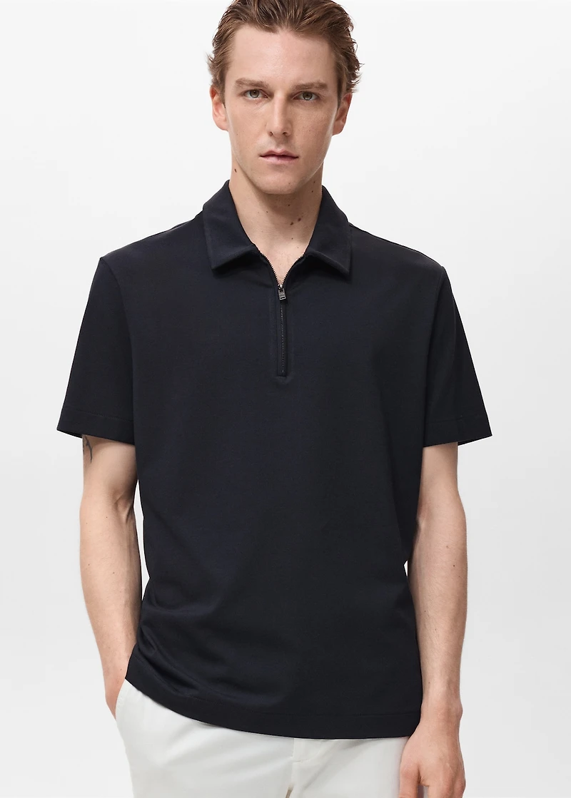 Zip neck polo shirt