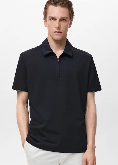 Zip neck polo shirt