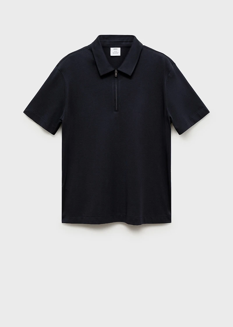 Zip neck polo shirt