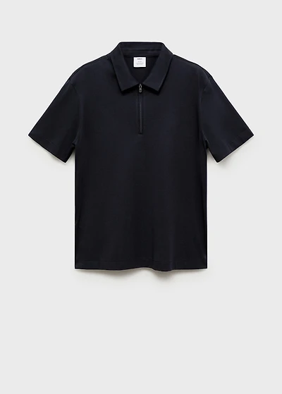Zip neck polo shirt