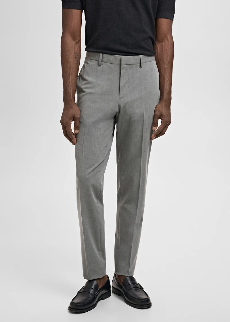 Stretch fabric super slim-fit suit trousers