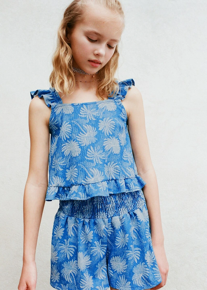Printed ruffle top
