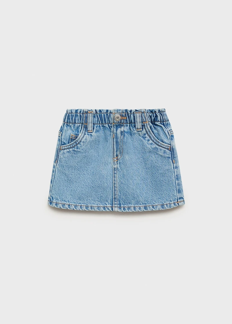 Paperbag denim skirt