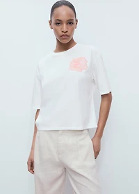 Cotton t-shirt with flower detail