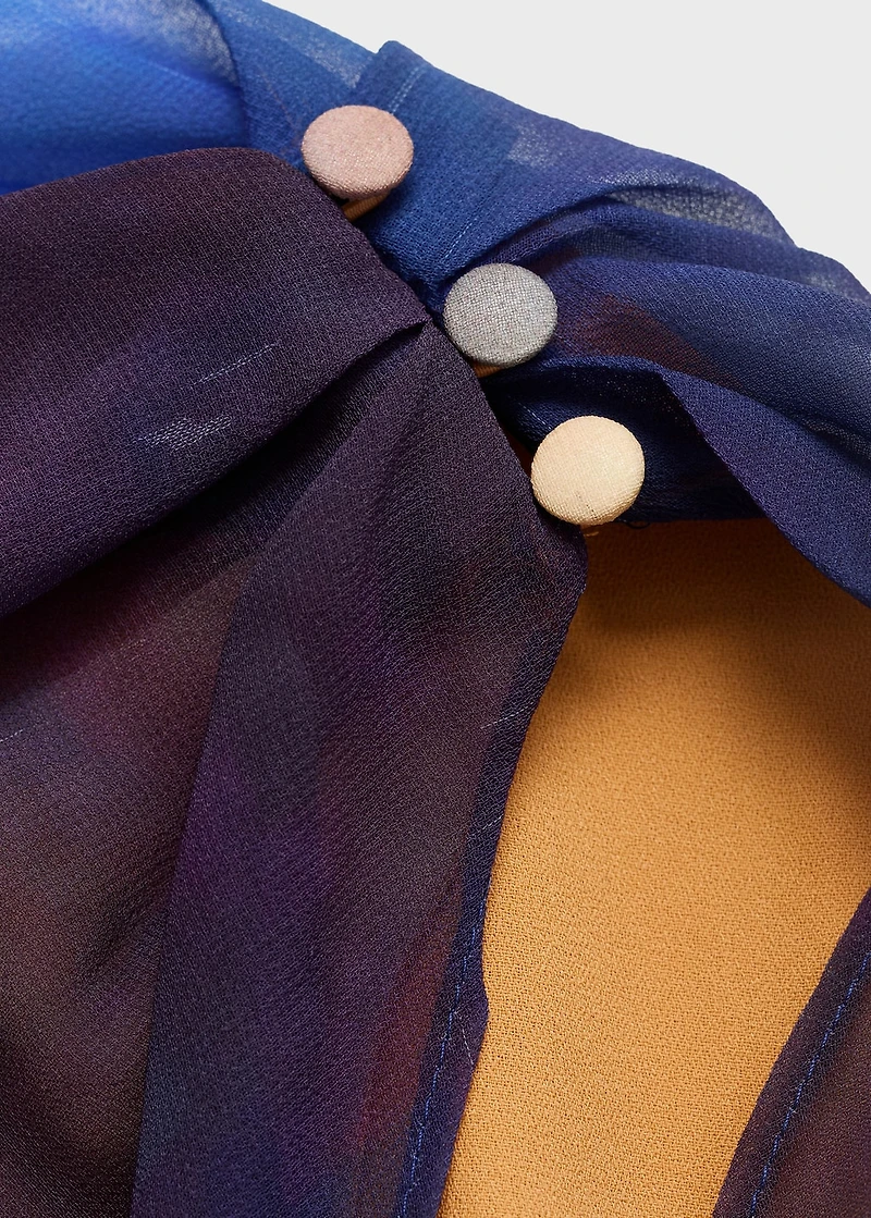 Printed dress with asymmetrical layer