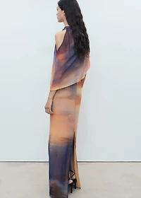 Printed dress with asymmetrical layer