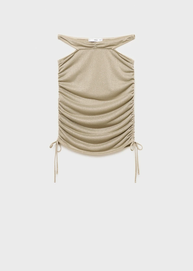 Lurex gathered skirt with cut-out