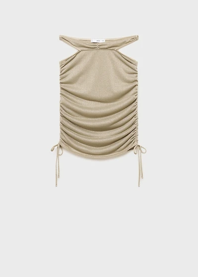 Lurex gathered skirt with cut-out