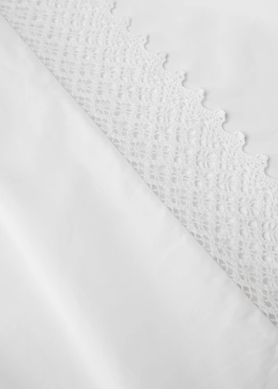 Cotton percale lace top sheet for 150/160 cm bed