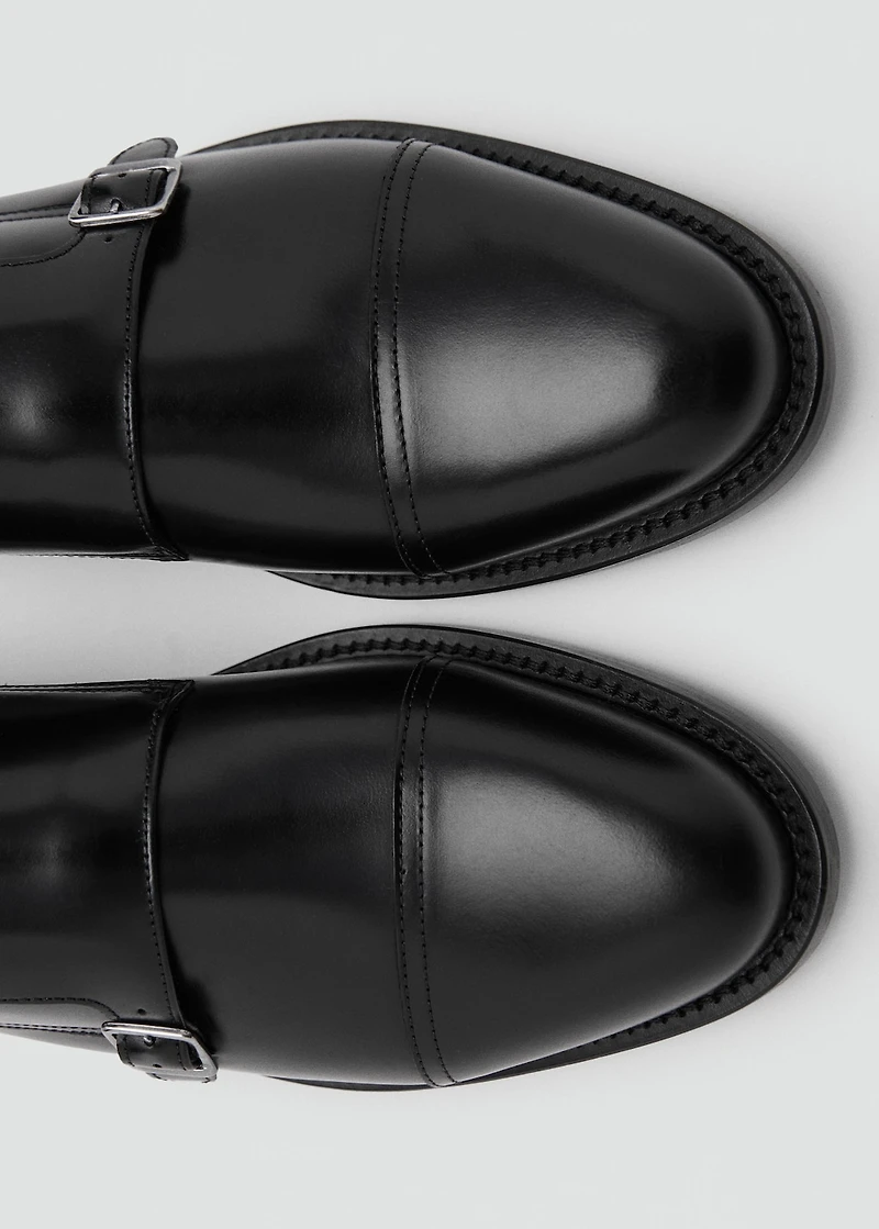 Double buckle leather shoe