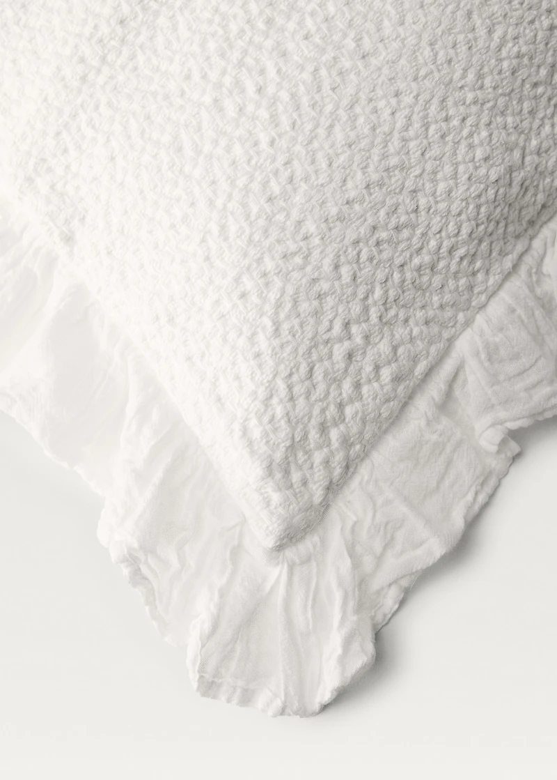 Cotton bed cushion cover with ruffle finish 50x50 cm