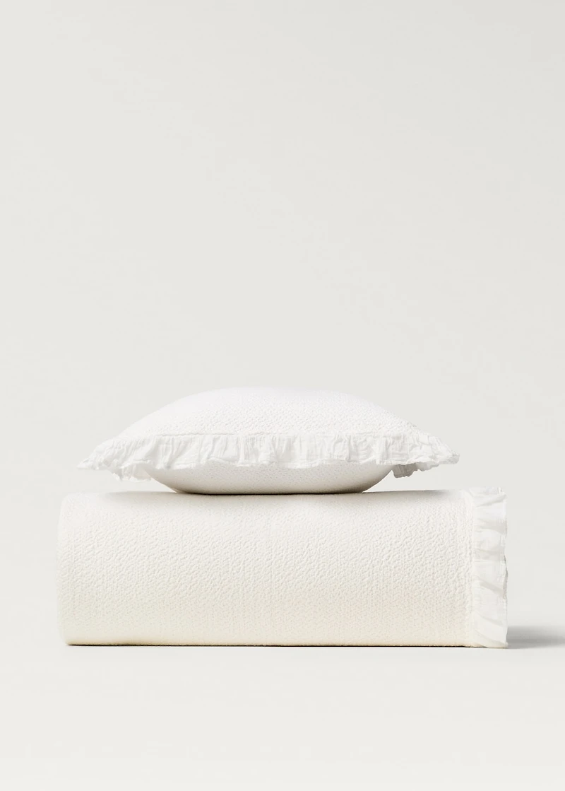 Cotton bed cushion cover with ruffle finish 50x50 cm