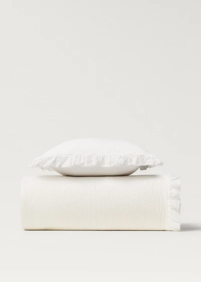 Cotton bed cushion cover with ruffle finish 50x50 cm
