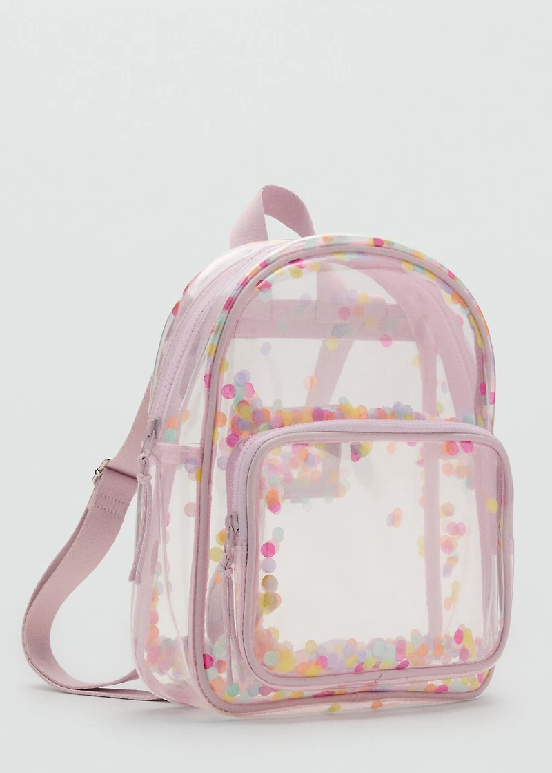 Transparent confetti backpack