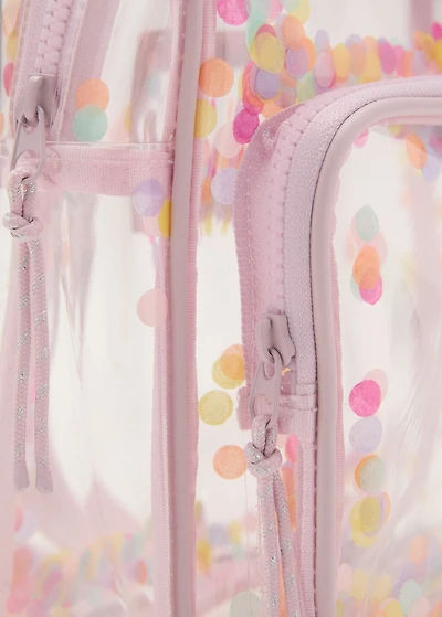Transparent confetti backpack