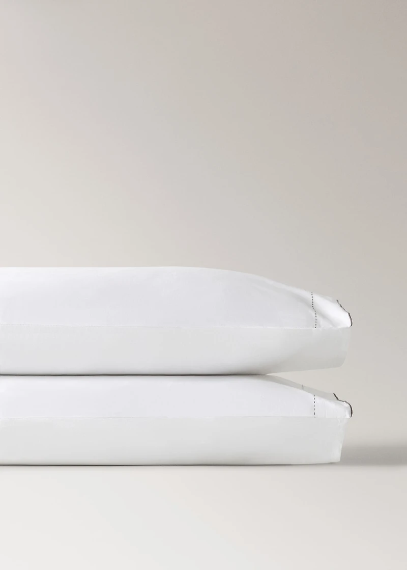 Two 200-thread count percale cotton pillowcases 50x75cm