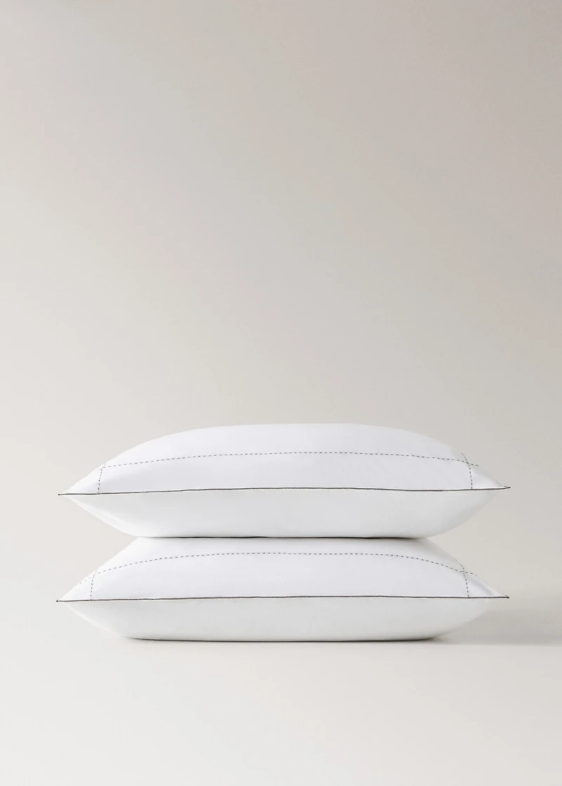 Two 200-thread count percale cotton pillowcases 60x60 cm
