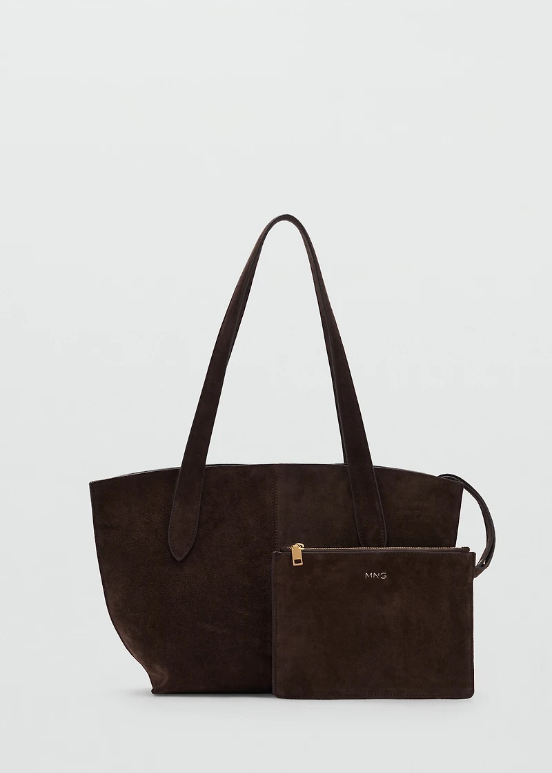 Suede mini shopper bag