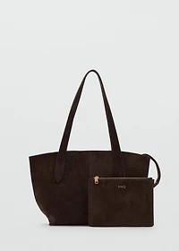 Suede mini shopper bag
