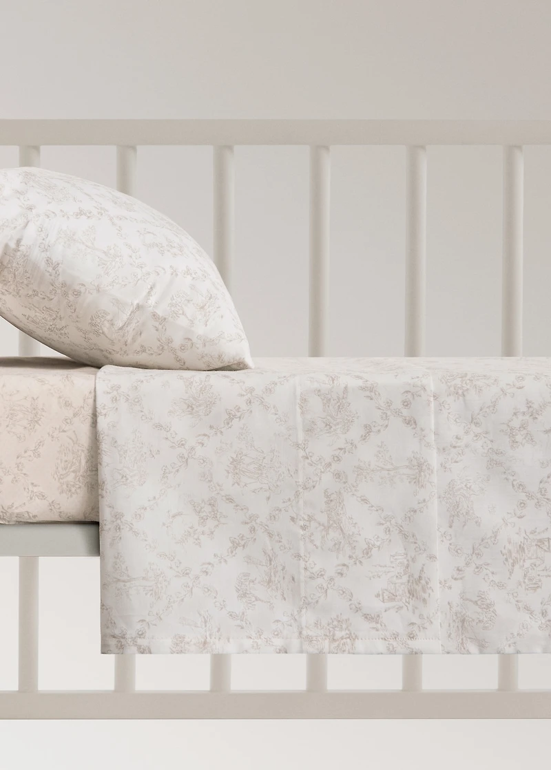 Toile de Jouy percale cotton top sheet for crib