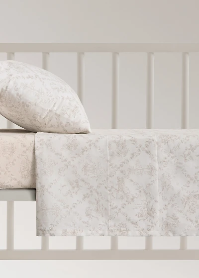 Toile de Jouy percale cotton top sheet for crib