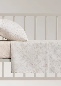 Toile de Jouy percale cotton top sheet for crib