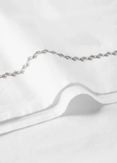 Percale cotton children's top sheet with embroidered detail for cot