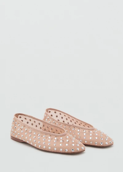 Mesh rhinestone ballet flats