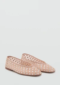 Mesh rhinestone ballet flats