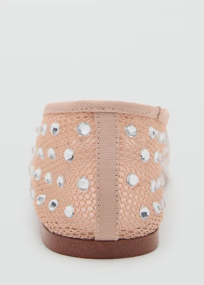 Mesh rhinestone ballet flats
